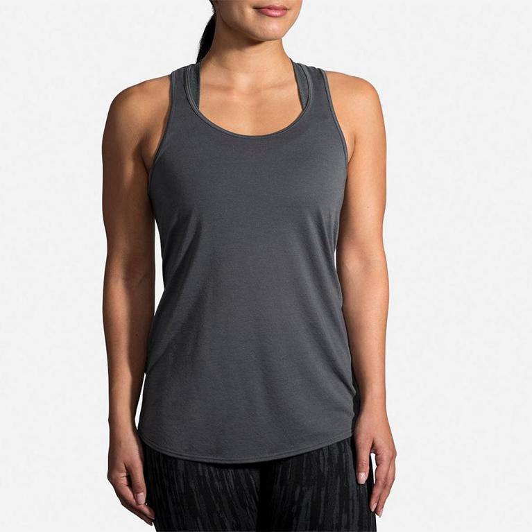 Brooks DISTANCE Running Tank Top Womens Online - Grey (QYU864105)